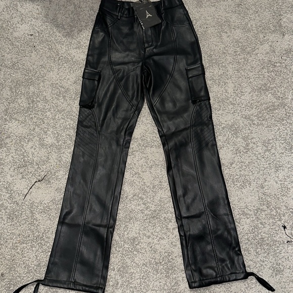 Vegan Leather Biker Trousers - Black - Picture 4 of 4